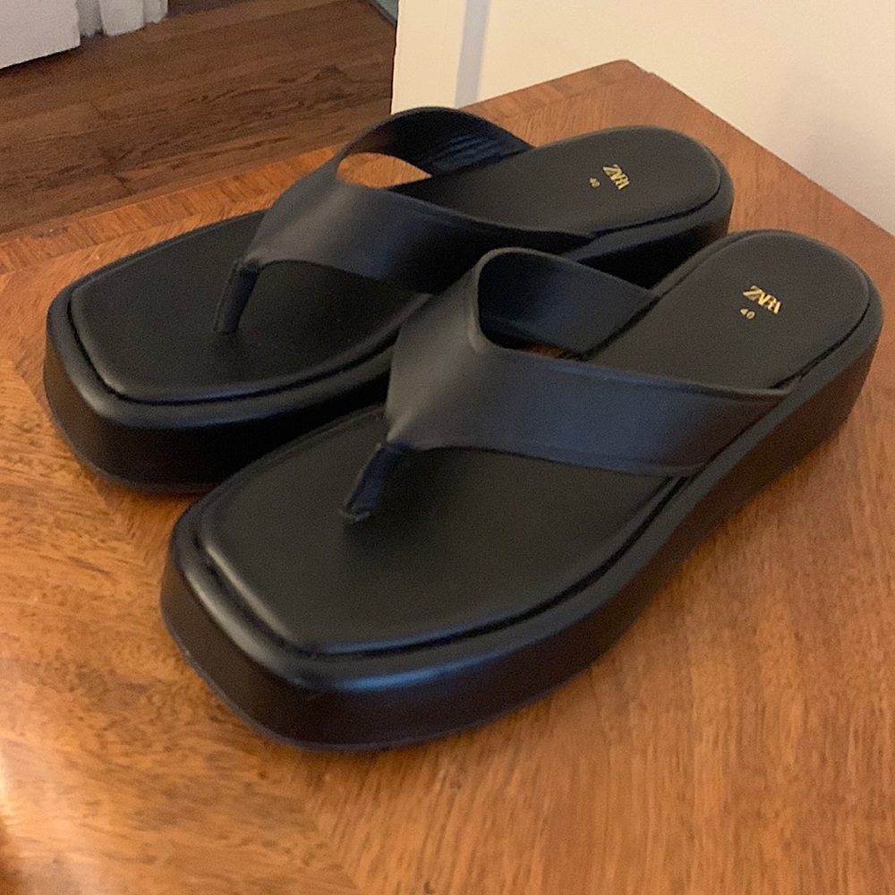 Zara leather platform sandals!